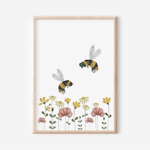 Niedliche Bienen Kinderposter Kinderzimmer Poster Babygeschenk Geburtstagsgeschenk Kinderbild Baby Geschenk Jungen Mädchen Kinder Poster