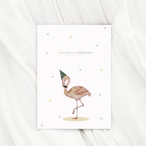 Geburtstagskarte Flamingo karte zum Geburtstag kinder Alles Gute Geburtstag Glückwunschkarte Geschenk kinder Geburtstag Aquarell Karte