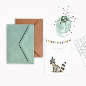 Geburtstagskarte Waschbär Alles Gute zum Geburtstag Klappkarte kinder Karte Geschenk Geburtstag Geschenk  kinderkarte Waschbär