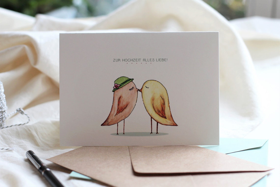 Hochzeitskarte Vögel Glückwunsch Hochzeitskarte Alles Liebe Karte