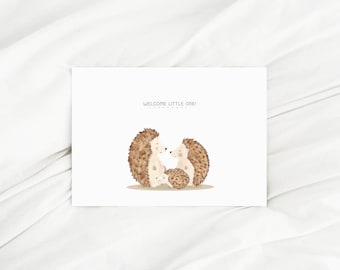 Carte de naissance Hérisson Bienvenue Petit Animal Carte de naissance Carte bébé Cadeau Carte de félicitations Naissance Bébé Cadeau Maman Cadeau Naissance