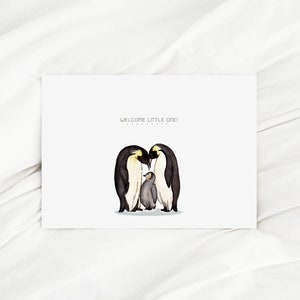 Karte zur Geburt Pinguinen Welcome little One Tier Geburtstagskarte Baby Grußkarte Baby Glückwunschkarte Geburt Baby Mama Geschenk