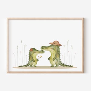 Krokodil Kinder Poster A4 Tierdruck für Kinderzimmer Baby Poster Geschenk Junge oder Mädchen Geburtstag Dekoration Geburtstag Geschenke