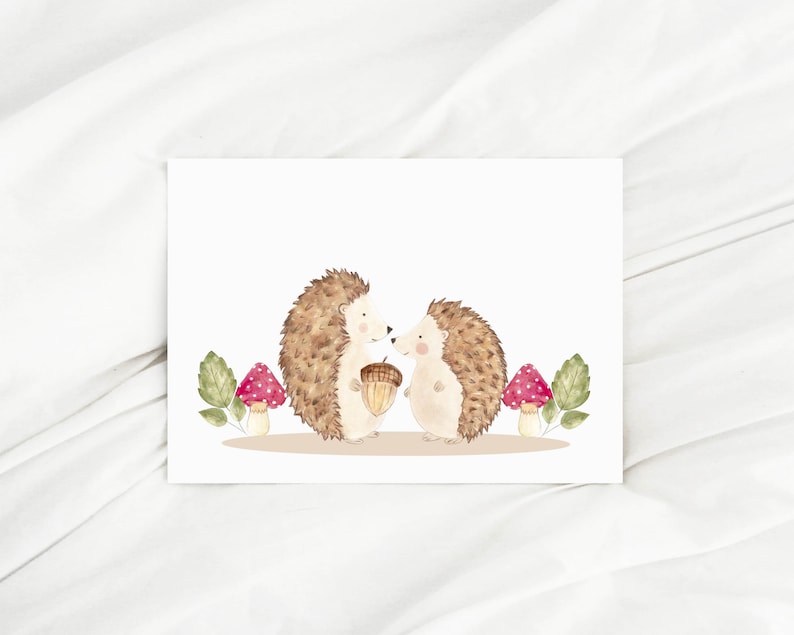 Postkarte Igel kinder Karte Geschenk karte Igel Diana Marc Illustration Papeterie Geschenk