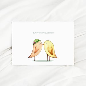 Hochzeitskarte Vögel Glückwunsch Hochzeitskarte Alles Liebe Karte Glückwunschkarte zur Hochzeit Grußkarte Hochzeit Illustrierte Karte Vögel