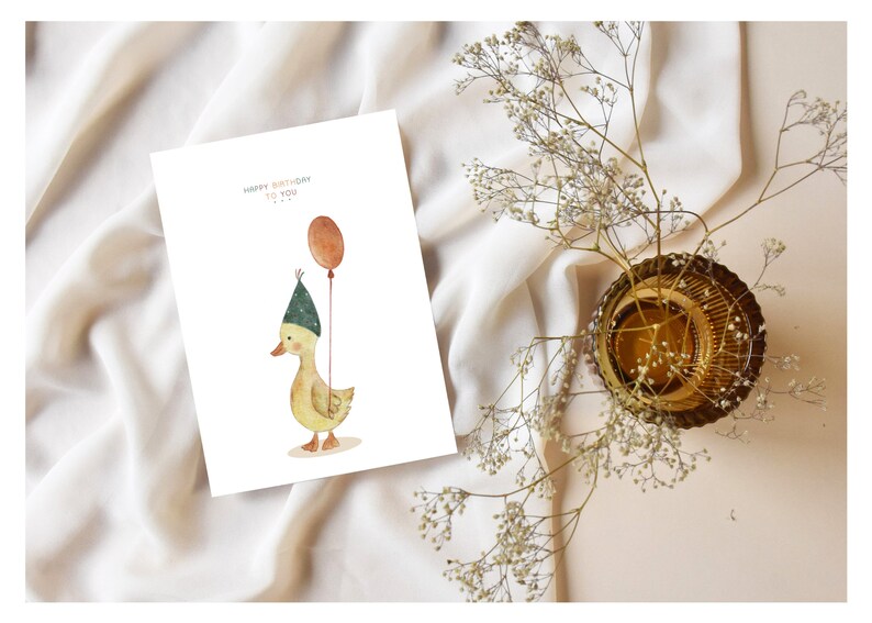 Geburtstagskarte Gans karte zum Geburtstag kinder Happy Birthday Karte Gans Glückwunschkarte Geburtstag Geschenk kinder Geburtstag Geschenk Diana Marc Illustration Papeterie Berlin Etsy Karte kaufen Aquarell Geburtstagskarte