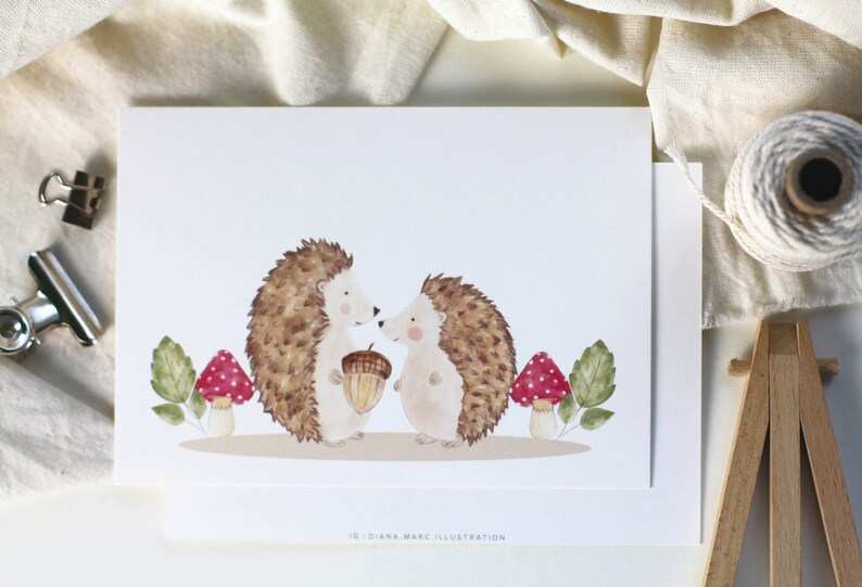 Postkarte Igel kinder Karte Geschenk karte Igel Diana Marc Illustration Papeterie Geschenk Valentinstag Karte Valentin Geschenk Verlobung Igel karte kinder karte Geschenk Geburtstag