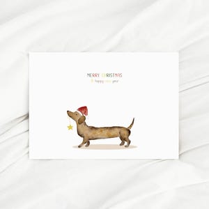 Weihnachtskarte Dackel karte Merry Christmas Happy New Year karten Aquarell Weihnachtswünsche Karte Weihnachtsgeschenk Weihnachtsmotiv