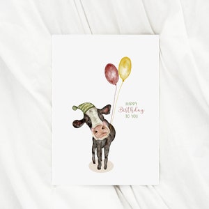 Geburtstagskarte Kuh Karte Geburtstag Kinder Happy Birthday Karte Geschenk Geburtstag Kinder Geschenk Kuh klappkarte Glückwunschkarte
