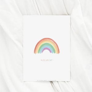 Postkarte Regenbogen Alles wird gut karte Du bist toll Postkarte Glückwunschkarte Regenbogen Bilder Illustrierte Regenbogen Postkarte kinder