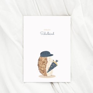 Karte zur Einschulung Igel Endlich Schulkind Grußkarte Igel Karte Kinder Glückwunschkarte zur Einschulung Geschenk Kinder Schulanfang