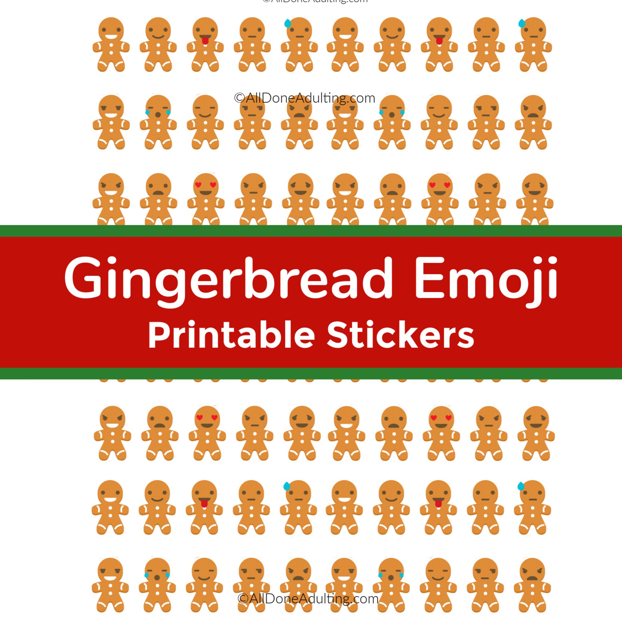 Gingerbread Emoji pegatinas imprimibles pegatinas del Etsy