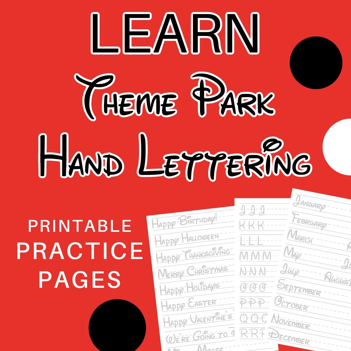 Hand Lettering Theme Park Font Printable Practice Pages Etsy Österreich
