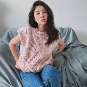 Hand Knit Woman Sweater OVERSIZED Pure Chunky Merino Wool Yarn Sweater Top Pullover