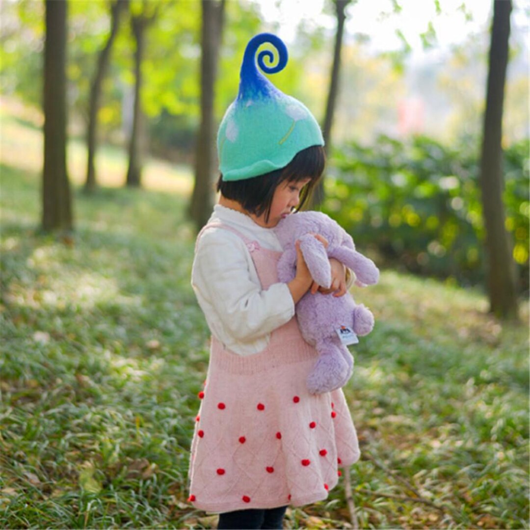 7758 Mushroom Beret Hat Handmade Wool Felt Cap Costume Hat Women Girls Winter Amazon.com: Wool Mushroom Beret Hat Vintage Literary Hat  main image 2