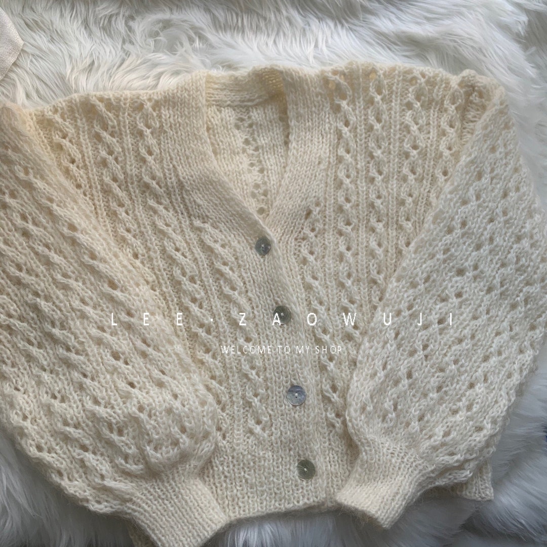Handknit Mohair Cardigan: Twist Pattern Sweater - Etsy