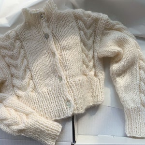 Handknit Mohair Cropped Cardigan: Custom Twist Design