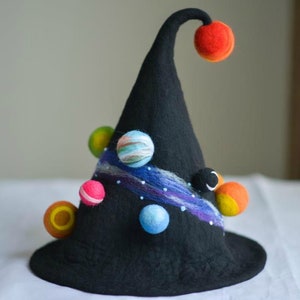 Woll nassen Filzen Erde Zauberer Hut Halloween Geschenk Hut cos kreativer Herbst und Winter Hut handgemachter Filzhut Festival Kopfbedeckung Hexenhut