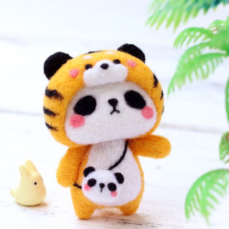 Panda Felting Kit Nedle felt Wool toy Present Wool felting DIY Etsy