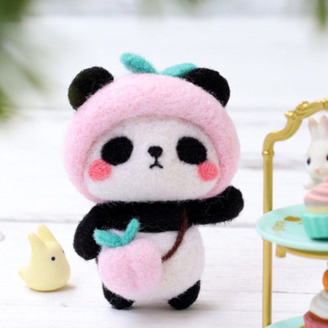 Panda Felting Kit Nedle Felt Wool Toy Present Wool Felting DIY Etsy