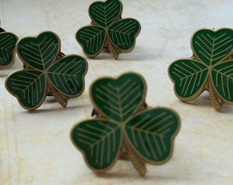 SAINT PATRICK'S DAY 2025 Green Shamrock Clover Irish Good Luck 18mm Gold Plated Enamel Lapel Pin Brooch Badge