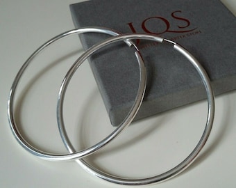 925 Silver Threader Sleeper Tube Width 2.5mm Hoop Earrings in EITHER 18, 20, 25, 30, 40, 50, 60, or 70mm Diameter - with our Deluxe Gift Box