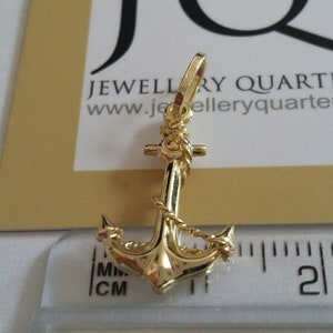 NEW LISTING - Three Dimensional 9ct Yellow Gold Nautical Anchor & Rope 25mm x 12mm Hollow Pendant - Presented in our Deluxe Branded Gift Box