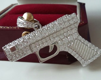 Argent Sterling 925 gun pistolet arme de poing Clous D/'Oreilles Cartilage Helix Oreille post