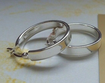 Sterling Silver Rhodium Plated Greek Key Hoop Earrings UK