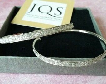 925 Sterling Silver Moonshine Stardust Finish Hoop Earrings in EITHER 10, 15, 20, 25, 30, 40, 50 or 60mm Diameter - with our Deluxe Gift Box