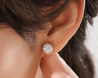 NEW - 925 Sterling Silver Crystal Ball Stud Earrings in either 10mm, 9mm, 8mm, 6mm, 5mm or 4mm - Presented in our Branded Deluxe Gift Box
