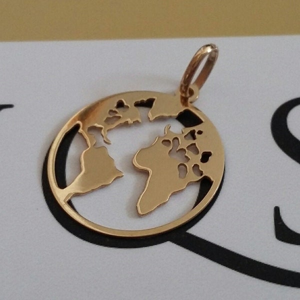 World Travellers 15mm Earth's Globe Disc 925 Stamped Sterling Silver Pendant in EITHER 925 Gold OR 925 Silver in our Deluxe Branded Gift Box