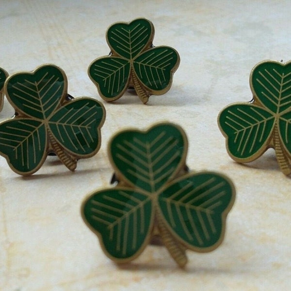 SAINT PATRICK'S DAY 2025 Green Shamrock Clover Irish Good Luck 18mm Gold Plated Enamel Lapel Pin Brooch Badge