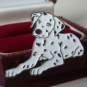 Enamel Black and White Dalmatian Puppy Pet Lover Dog Lover 30mm x 22mm Lapel Pin Brooch Badge - Supplied in our Deluxe Branded Gift Box