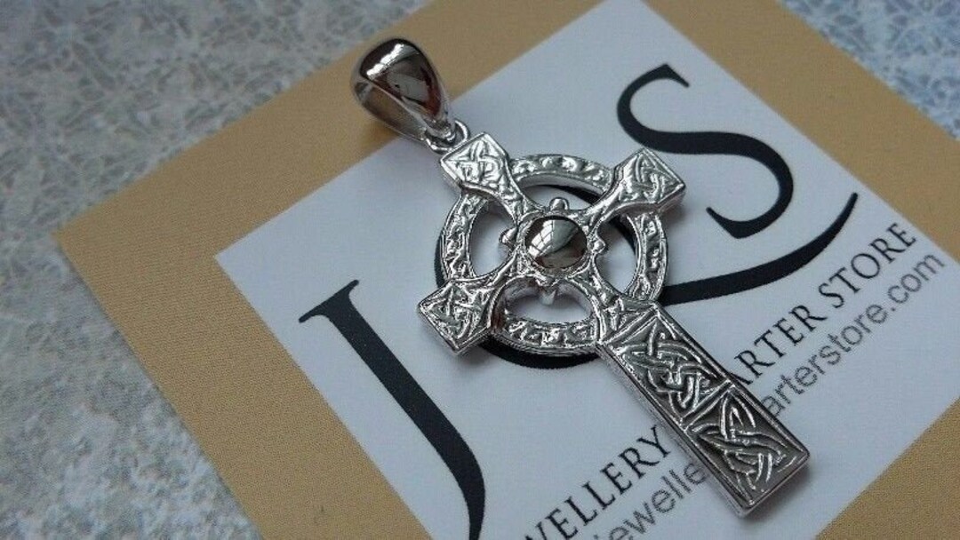 925 Sterling Silver 40mm Celtic Trinity Knot Design Cross Crucifix ...
