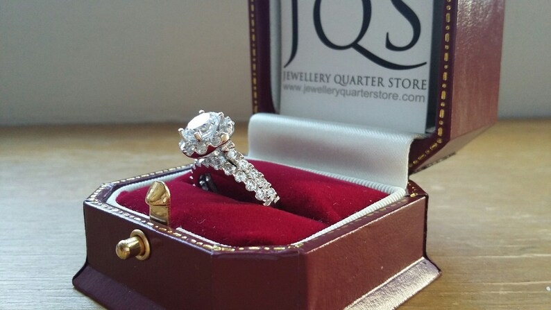 925 Sterling Silver 3mm Rhodium Plated Halo Solitaire CZ Bridal Ring Set Sizes UK L to Q