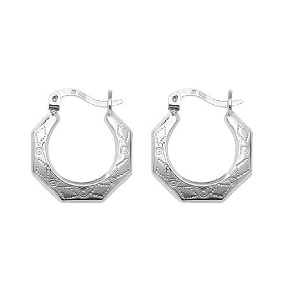 Sterling Silver Fancy Twist Hoop Creole Earrings - 25mm