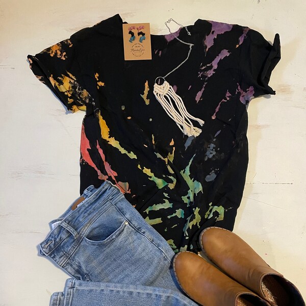 reverse tie dye black shirt