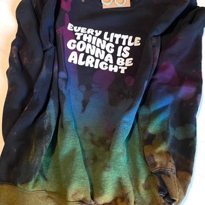 Reverse Tie Dye Sweatshirt, Rainbow Sweater, Black Rainbow, Bleach Tie Dye Crewneck, Purple, Green, Blue, Yellow, Bright Pink Sweatshirt image 1