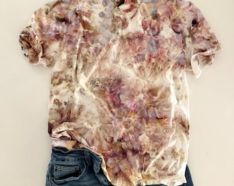 Watercolor Ice Dyed T-Shirt: Rosie Cotton Crewneck, Modern Tie Dye