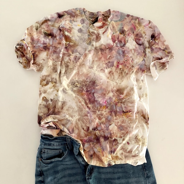 Watercolor Ice Dyed T-Shirt: Rosie Cotton Crewneck, Modern Tie Dye
