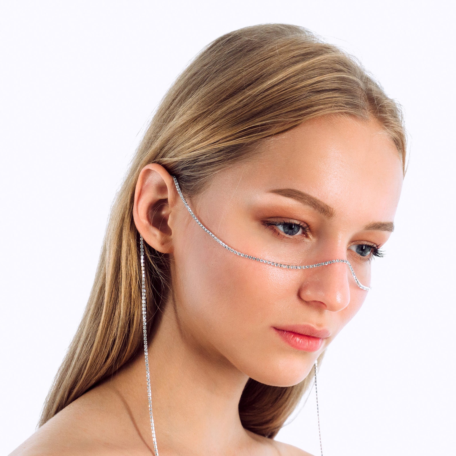 BRILLIANT NO.2 Silver Rhinestone Face Jewelry Etsy