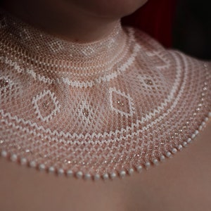 Traditional Ukrainian beaded Sylianka, Wedding beaded collar, Seed bead Gerdan, Ukrainian embroidery pattern, Necklace, Bride&#39;s accessory