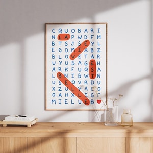 Affiche murale mots mêlés la vie est belle, carta postale, decorazione murale