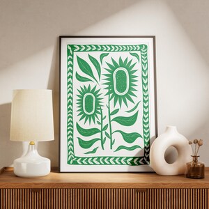 トゥルヌソル ヴェールの壁画の貼付、植物抽象的な印象、花柄の装飾壁画、ひまわり