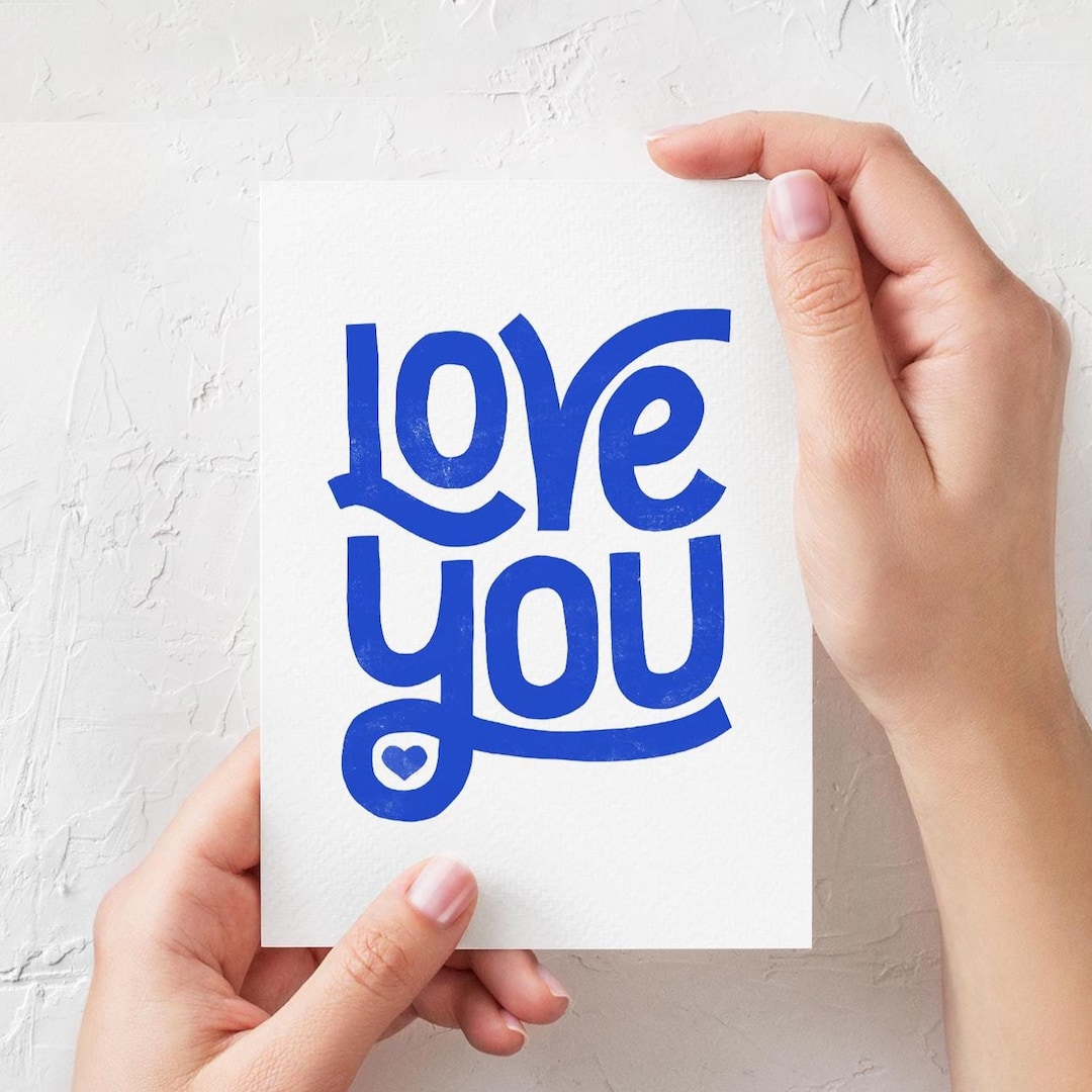 Carte Postal, Affiche, Lettering Love You - Etsy