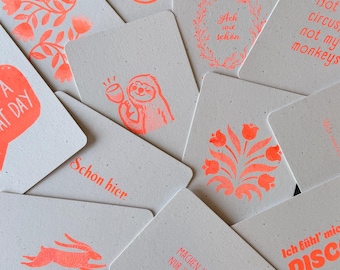 Neon Siebdruck-Postkarte mit Umschlag