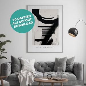 Abstract art, printable files, 10 motifs, 7 formats, abstract art, black and white, black white, brush stroke, brush, modern, wall art,