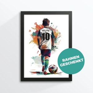 Soccer player, child, soccer player, female soccer player, personalized with name/number, poster, goalkeeper, watercolor, A4, picture frame given!