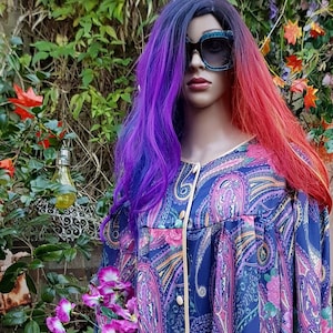Vintage Kaftan: Fab Vintage 1970s Floral and Paisley Dressing Gown/House Coat by Afibel